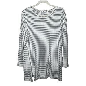Chico's Striped Long Sleeved Side Button Tunic Size 2 Large